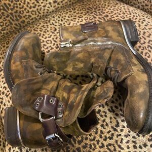 AS98 Camouflage Leather Ankle Boots